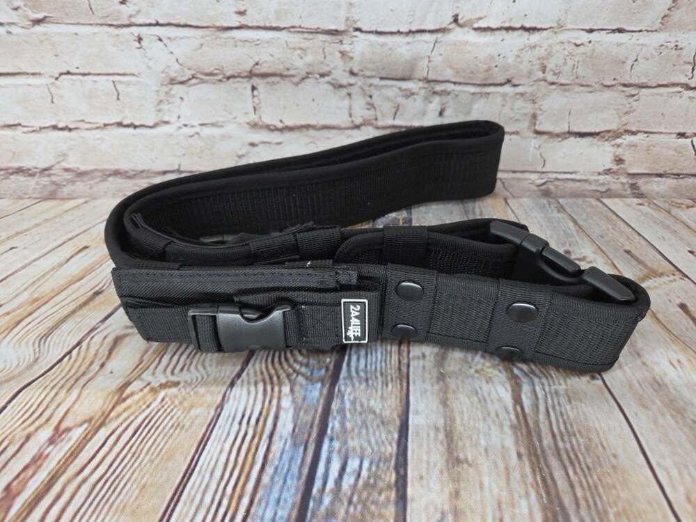 2A4Life Tactical Utility Belt Black Hook & Loop Size Adjustment 2 Adj Pouches